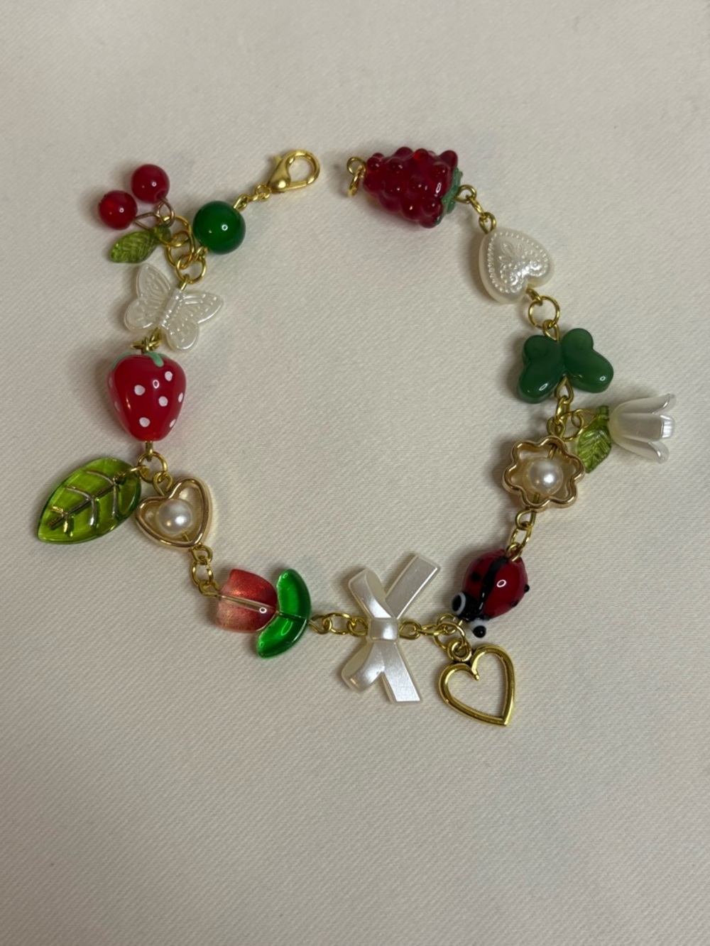 Handmade Summer Garden Charm Bracelet